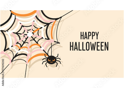 Colorful abstract spider design on a vibrant swirling background with stripes