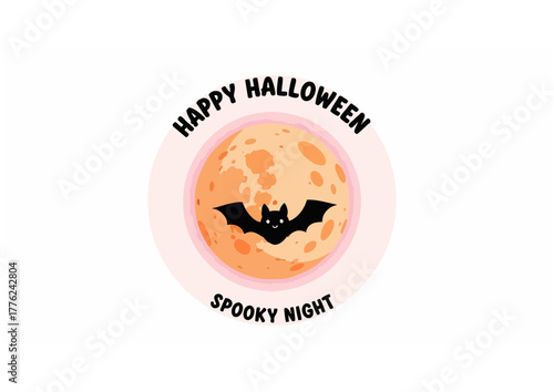 Stylized crescent moon on a light blue background, vector illustration 