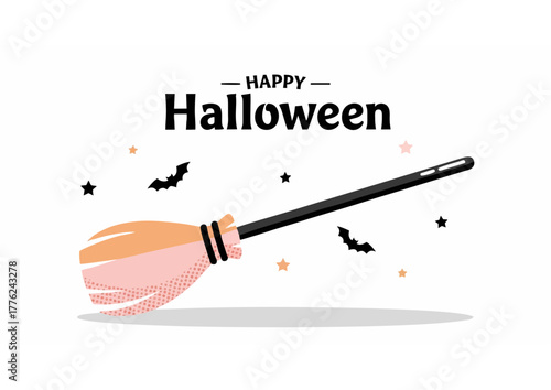 Spooky cozy coffin illustration in pink with bats, moon, and stars for Halloween concept
