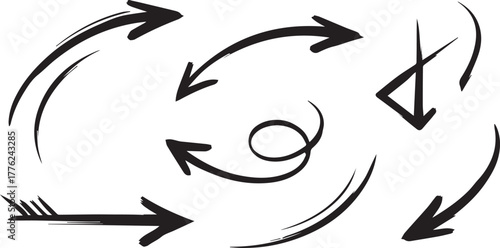 Hand Drawn Black Arrows Set - Vector Direction Indicators for Infographics, Presentations and Web Design