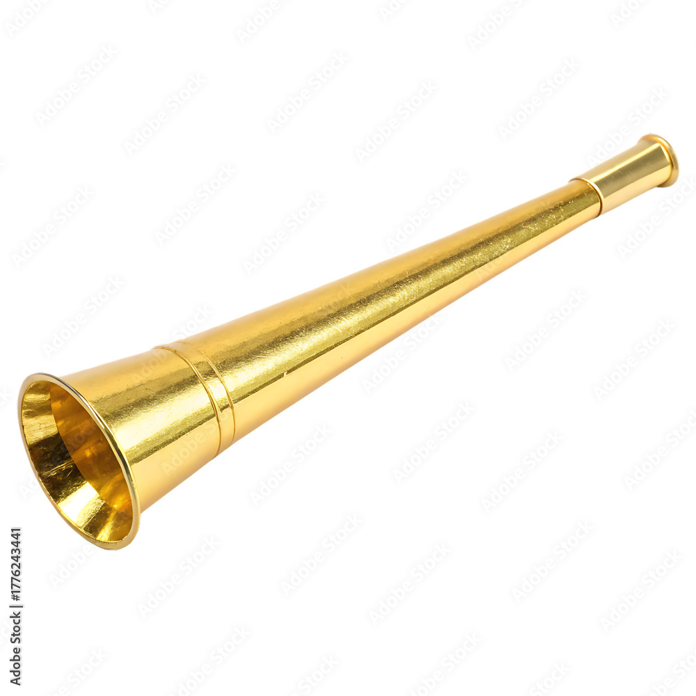 Naklejka premium Single golden party horn isolated on transparent background png