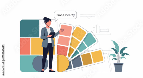 Creative Brand Identity With Colors And Designer Work Presentation