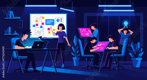 Creative Team Brainstorming New Ideas In A Modern Office Space