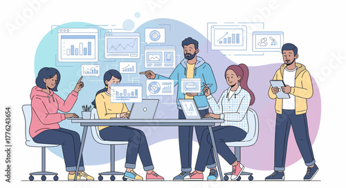 Diverse Team Collaborating On Data Analytics And Business Growth Strategy
