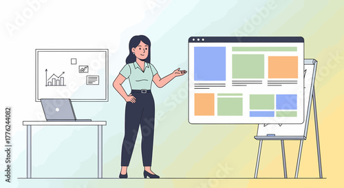 Presentation By Confident Woman For Business Growth Strategy Analysis