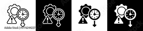 Downtime Reduction Icon Set In Black And White Filled Style Collection