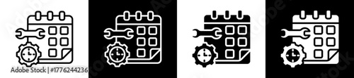 Maintenance Scheduling Icon Set In Black And White Filled Style Collection