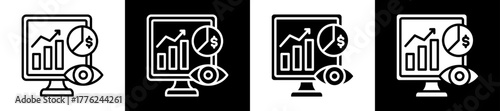 Data Visualization Icon Set In Black And White Filled Style Collection