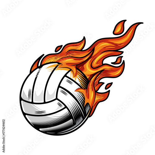 flaming volleyball ball