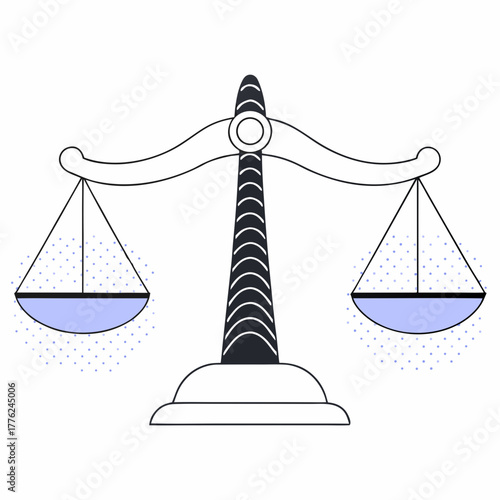 scale icon with two equal weights on each side. The scale is a symbol of justice and balance