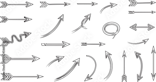 Set of Hand-Drawn Doodle Arrows | Vector Illustration of Arrow Shapes for Design Elements and Infographics