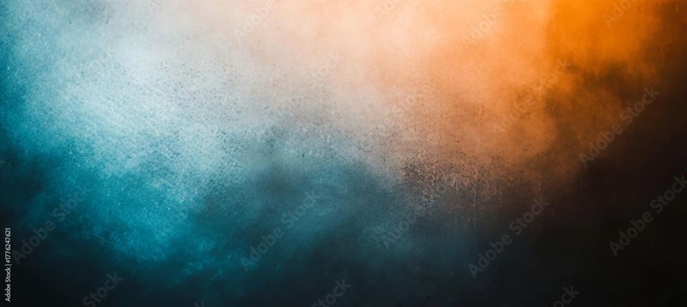 Obraz premium A dark backdrop with a grainy teal orange noise texture and abstract color gradient makes for a unique poster and header banner design