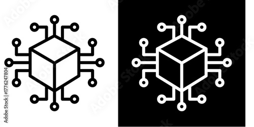 Blockchain Technology   Icon Set White Style Collection