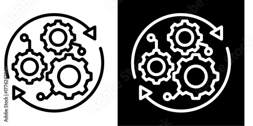 Business Process Automation   Icon Set White Style Collection