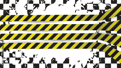 Yellow and Black Caution Tape Background with Grunge Effect