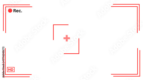 Red Framed image for recording purposes, often used for video, with the word "REC" and a red dot signifying recording in progress. This is used to illustrate video recording.	