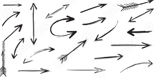 Set of Hand Drawn Arrows | Various Directional Symbols and Sketch Icons for Infographics and Design Elements
