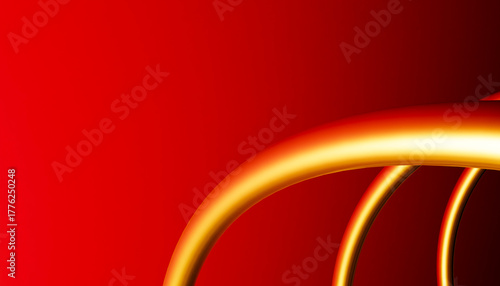 Golden lines creating a spiral on red background