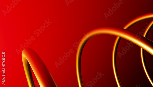 Golden lines creating a spiral on red background