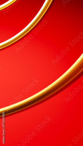 Golden lines creating a spiral on red background