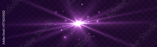 Glowing neon star in purple shades on dark background with soft glow and luminous effect.