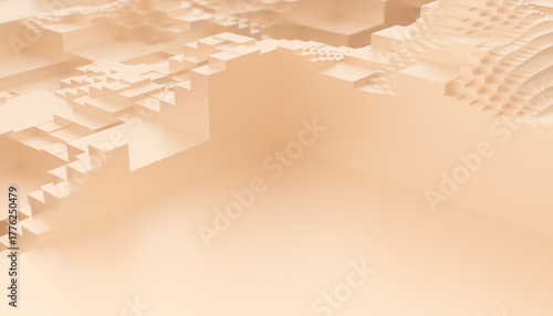 Abstract beige geometric landscape forming a digital terrain