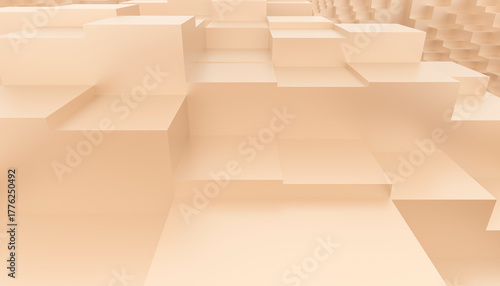 Abstract beige geometric surface forming a pixelated landscape
