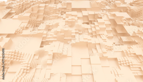Abstract beige geometric surface forming a pixelated landscape