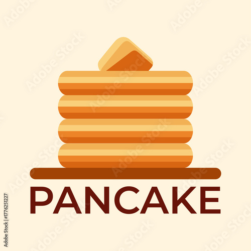 Pancakes logo vector illustration template. Simple design lettering hand draw