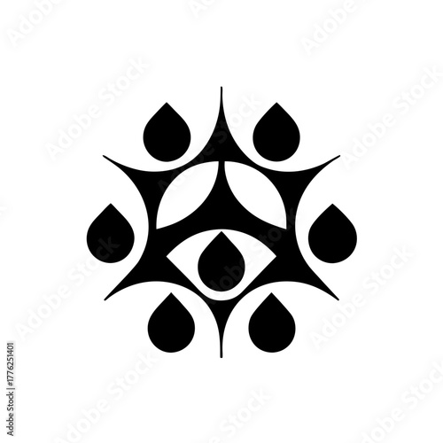Abstract design with drops shape on transparent background silhouette