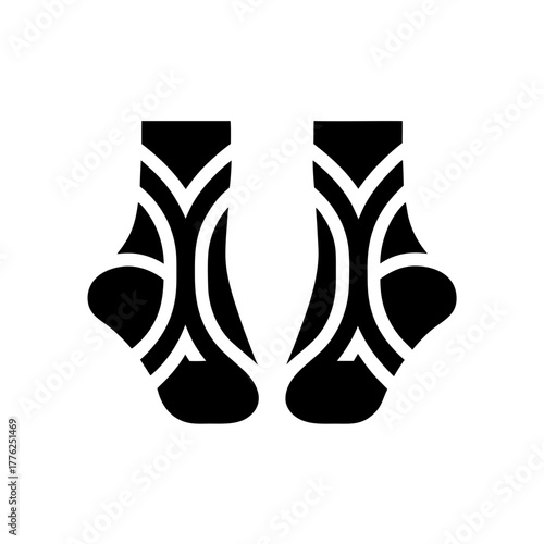 Two socks with pattern design on transparent background silhouette