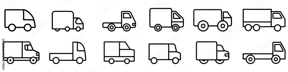 Fototapeta premium Truck vector icon set. Lorry illustration sign collection. Autotruck symbol or logo.