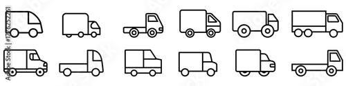 Truck vector icon set. Lorry illustration sign collection. Autotruck symbol or logo.