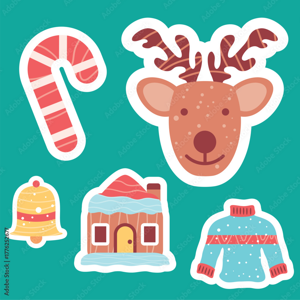 Naklejka premium Christmas element sticker isolated vector
