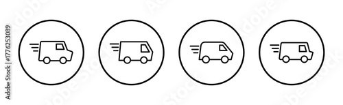 Delivery truck icon vector. Delivery truck sign and symbol. Shipping fast delivery icon