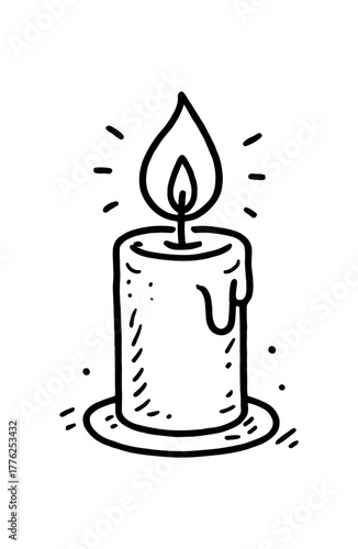 handdrawn cute doodle style calm candle light vector line illustration