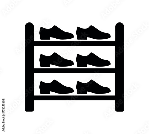 shoe rack flat black solid vector illustration isolated on white background