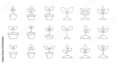 Minimal Sprout Icon  Pastel Green Line-Art 