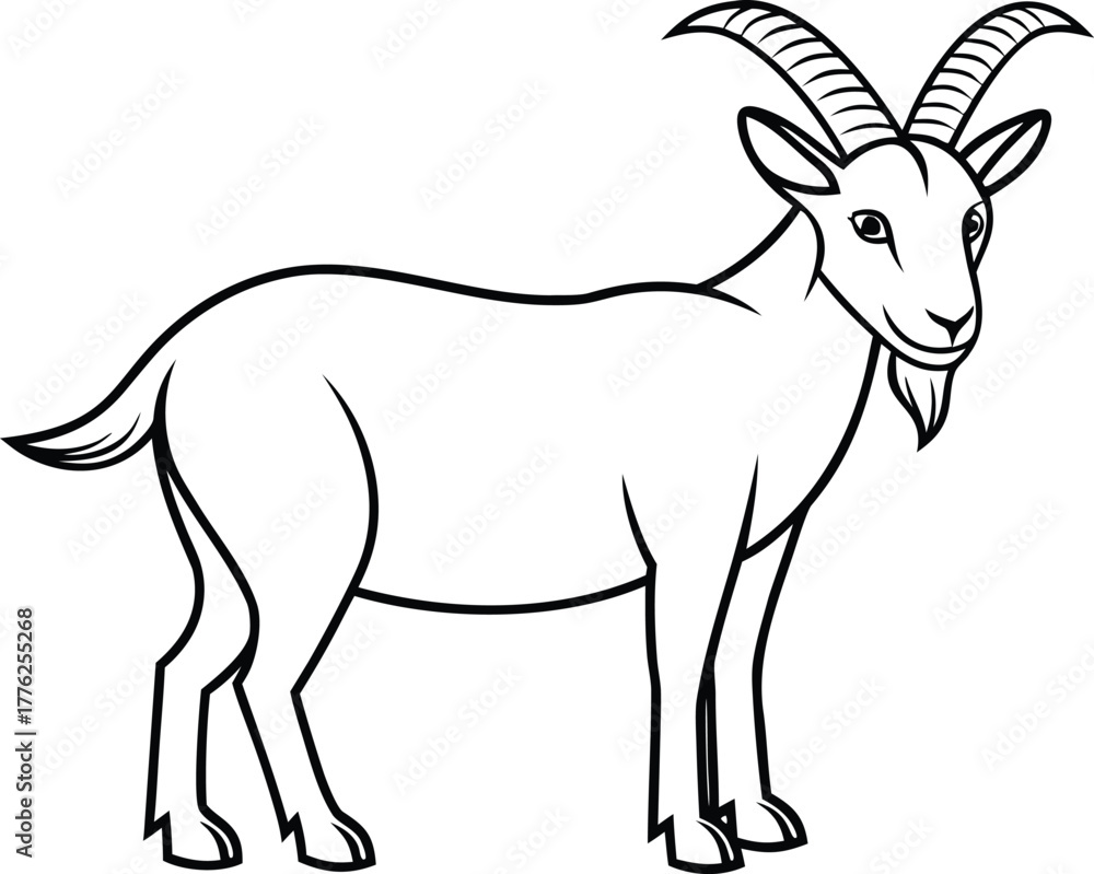 Fototapeta premium Capricorn Zodiac Outline Illustration. Capricorn Horoscope Line Art Design. Capricorn Symbol Outline Drawing. Minimal Capricorn Zodiac Sign. Capricorn Astrology Outline Icon. Zodiac Capricorn Line