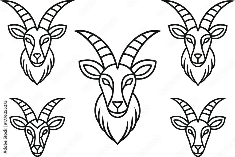 Fototapeta premium Capricorn Zodiac Outline Illustration. Capricorn Horoscope Line Art Design. Capricorn Symbol Outline Drawing. Minimal Capricorn Zodiac Sign. Capricorn Astrology Outline Icon. Zodiac Capricorn Line