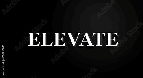 The word elevate in a white serif font against a dark, minimalist background with subtle concentric circles.