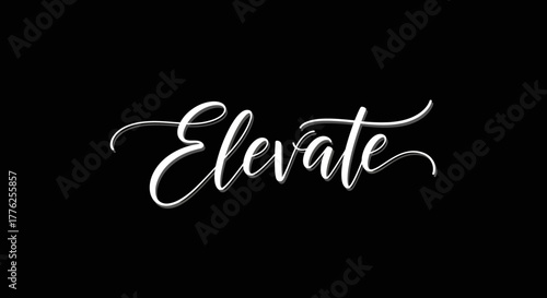 The word "Elevate" is written in elegant white cursive script against a plain black background.
