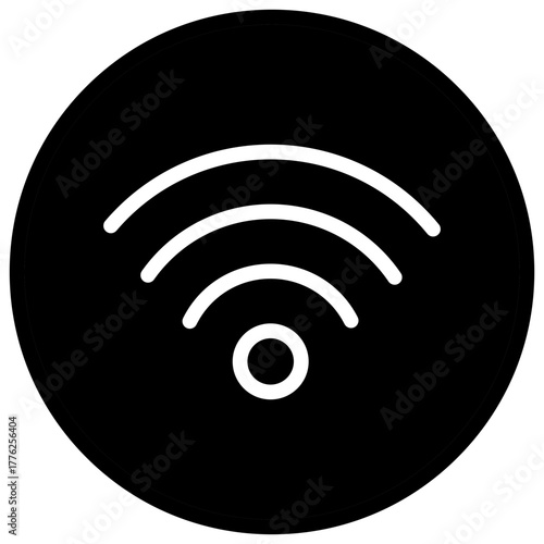 WiFi Signal Glyph Black Silhoutte Icon Design Vector - wireless signal symbol representing internet connection, hotspot, or network access