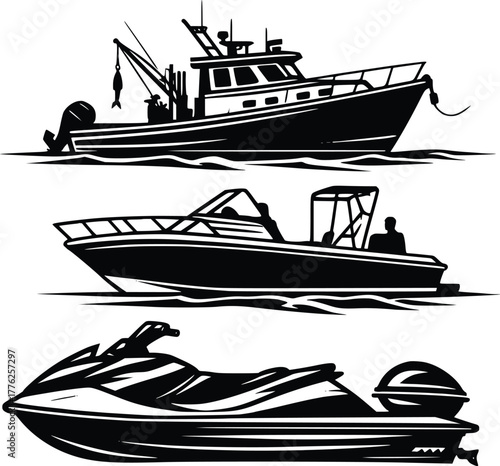 Marine watercraft vector symbols
