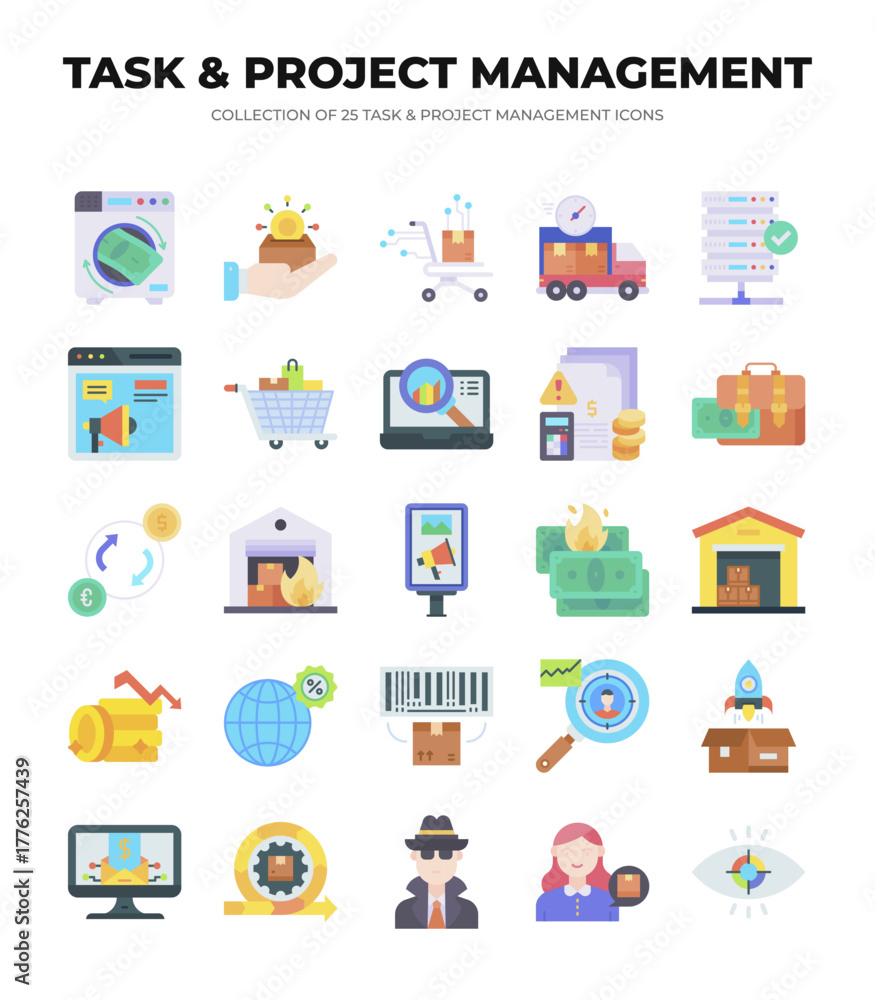Obraz premium Project & Task Management Icons. Streamline Your Workflow