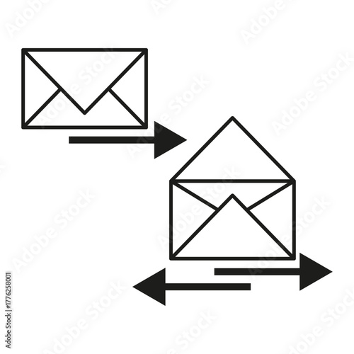 Outline email transfer. Sending message symbol. Digital communication icon. Vector isolated element.