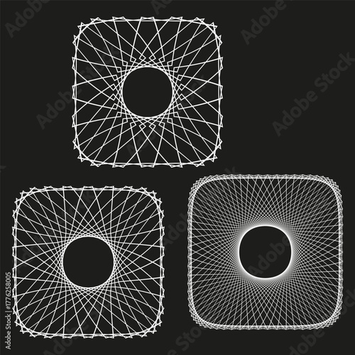 Geometric square shapes. Line art pattern. Abstract Vector element. Optical structure design.