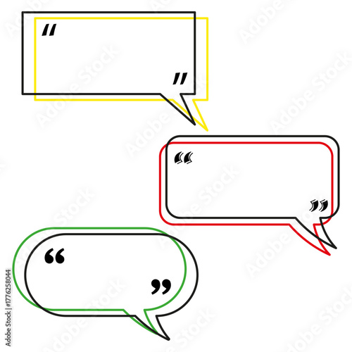 Speech bubble quote. Testimonial thought shape. Color frame Vector. Communication box element.