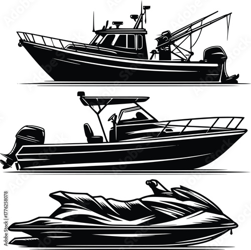 Watercraft collection graphic set