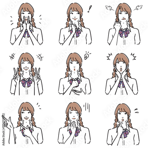 女子高生の表情いろいろ　ノーマル2